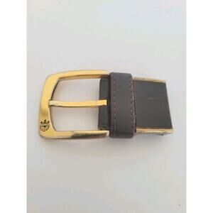 Unbranded Brown Leather Gold Metal Belt Buckle Replacement Logo Slim Vintage